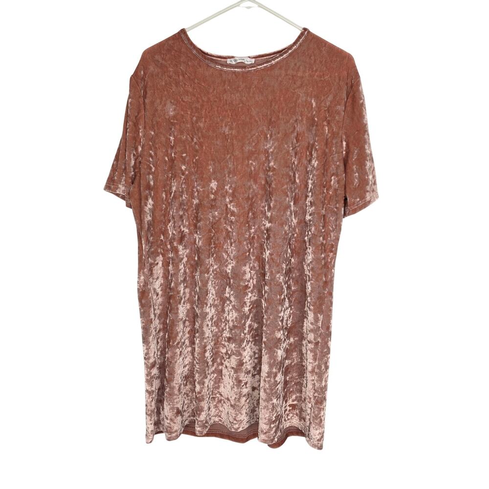 R. Vivimos Velvet Top 2x Womens Plus Size Pink Short Sleeve Coquette Pullover
